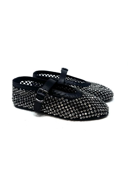 Ballerina donna con strass e cinturino IL LACCIO | 5860RETEBLACK/SILVER